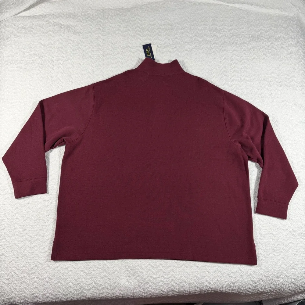 NWT Polo‎ Ralph Lauren Mens Burgundy 4XB 4TG Quarter Zip Long Sleeve Sweater